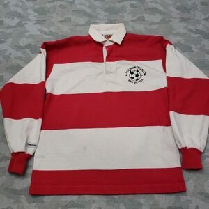 Barbarian Rugby Wear Polo Shirt Mens Medium Red Long Sleeve Red Devils